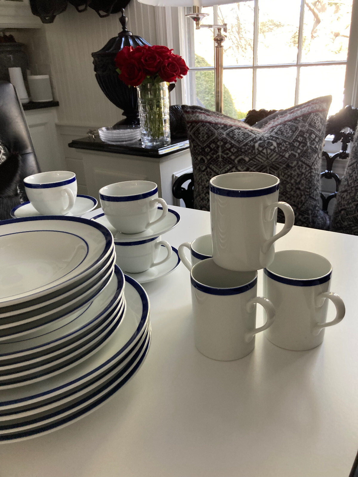 NEW 30pc SET! WILLIAMS SONOMA BRASSERIE BLUE & WHITE PORCELAIN DINNERWARE JAPAN Williams-Sonoma - фотография #22