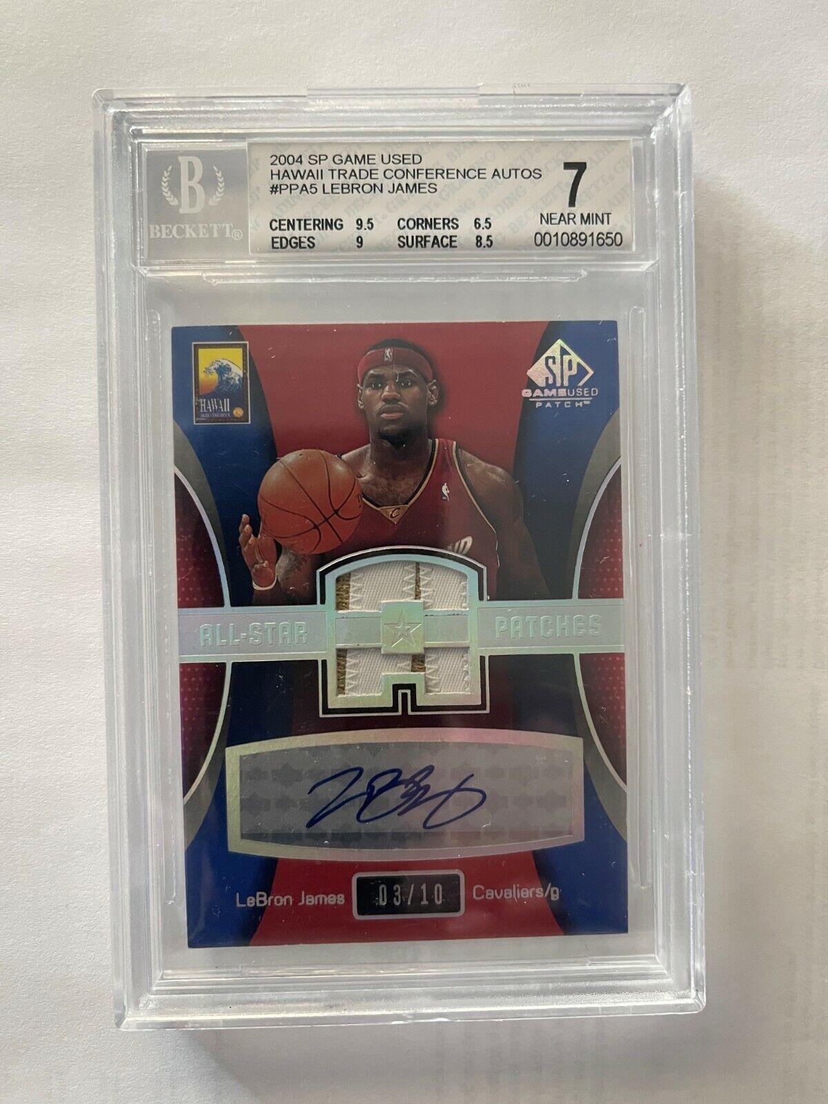 LEBRON JAMES 2004 SP GAME USED PATCH AUTO UD #3 AND #4 OF 10 BGS AUTHENTICATED Без бренда - фотография #3