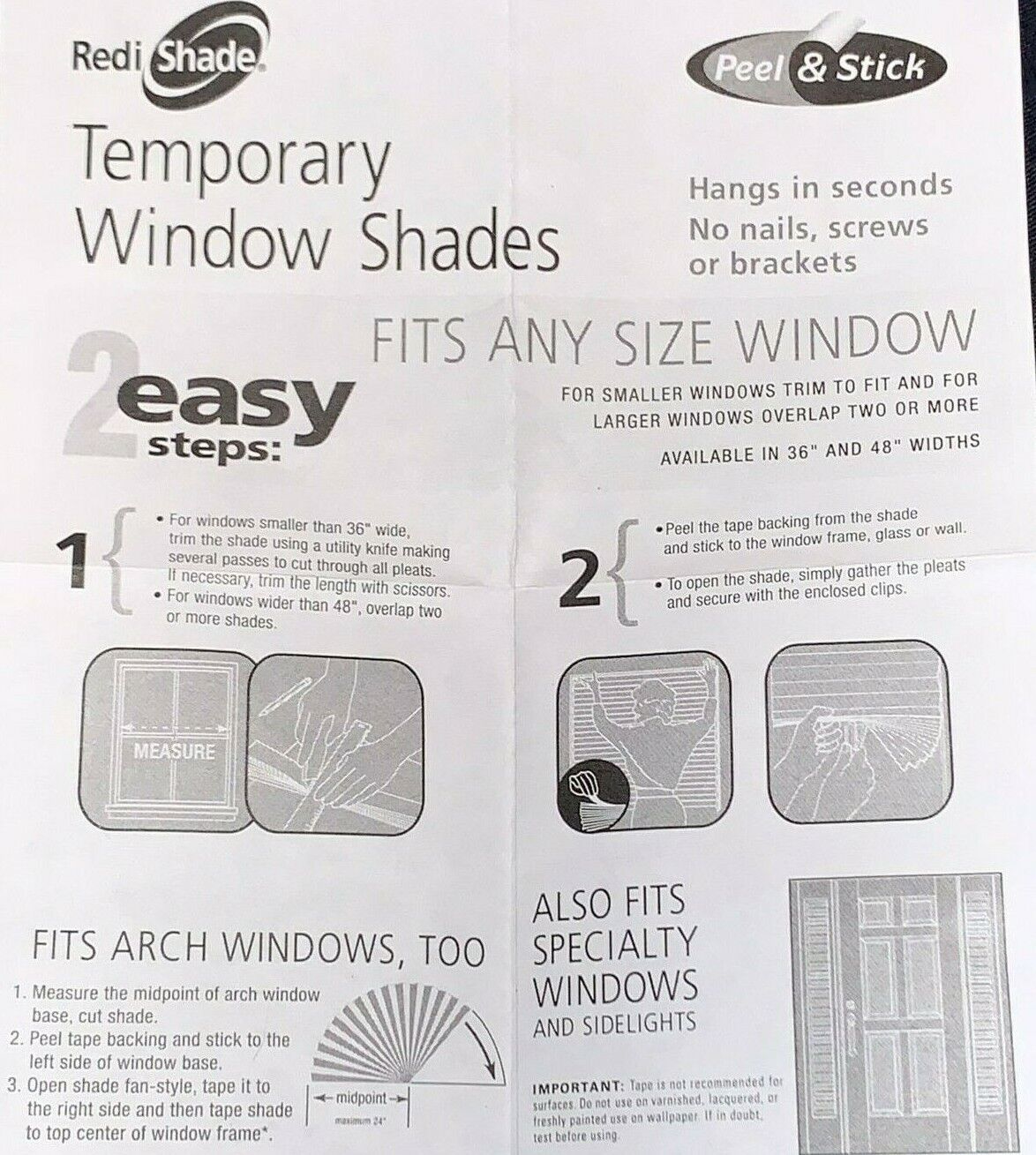 Redi Shade 4x Lot Light Filtering 36 x 72 Pleated White Temporary Window Privacy Redi Shade - фотография #10