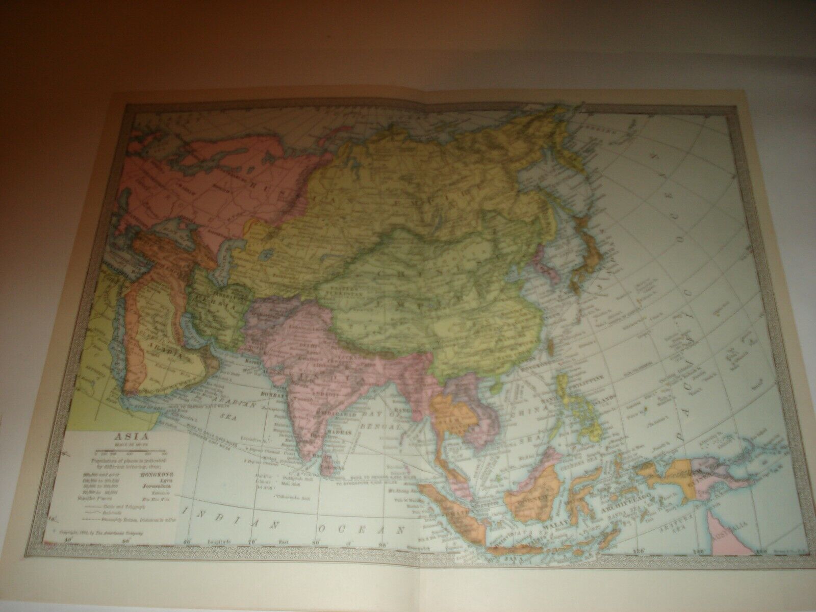 Lot of 5 Antique Maps 1903 1904  Asia Colorful Map Relief Rand McNally Без бренда - фотография #2