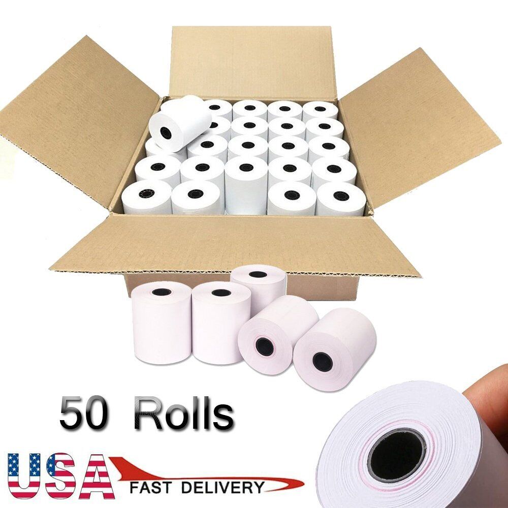 50 Rolls 2-1/4"x50' Thermal Paper POS Cash Register Credit Card Terminal Receipt MFLABEL Does Not Apply
