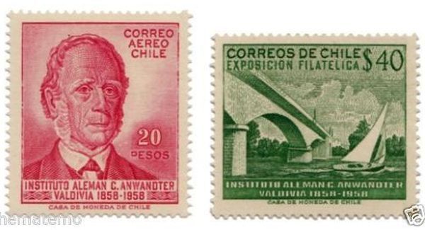Chile 1959 #597-8 Instituto Aleman Carlos Anwandter MNH Без бренда