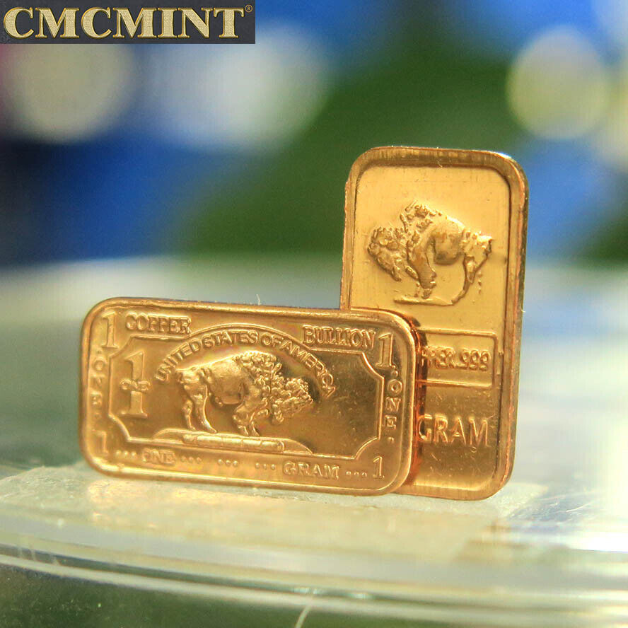 1 gram solid pure Copper buffalo bar, 10pcs/lot, free shipping to worldwide CMCMINT A111 - фотография #5
