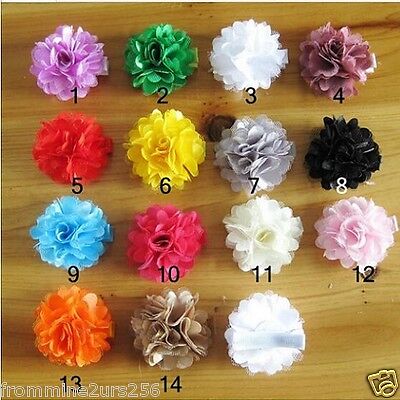 Lot of 14 Chiffon Flower Hair Clips Baby Toddler Girls Satin Chiffon Lace Clips Unbranded