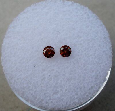 Cognac red natural diamond loose faceted round pair 3mm each pinnaclediamonds
