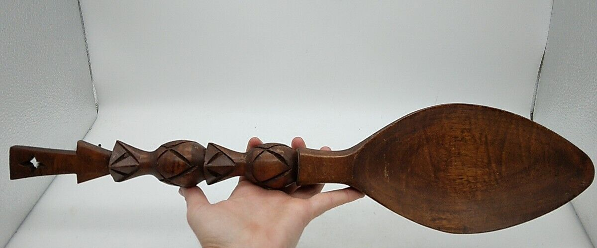 Vintage Large Carved Wooden Fork & Spoon Wall Decor 20 1/2 Inch Wood Tiki Totem Без бренда - фотография #9