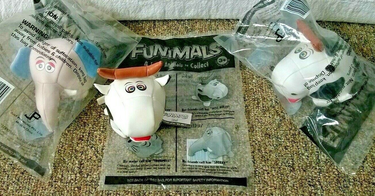 Funimals Soft Vinyl Lot of 3 Plush Toys Cow Bull Elephant Snorky Just Premiums Just Premiums - фотография #3