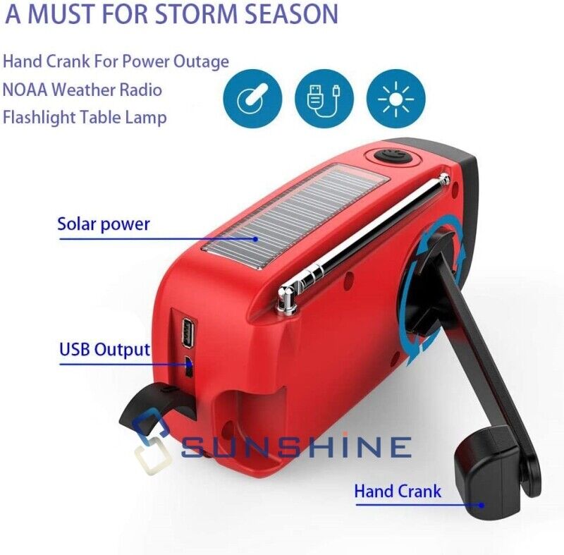 Emergency Solar Hand Crank Dynamo AM/FM Weather Radio LED Flashlight USB Charger Sunshine-eshop Does not apply - фотография #4