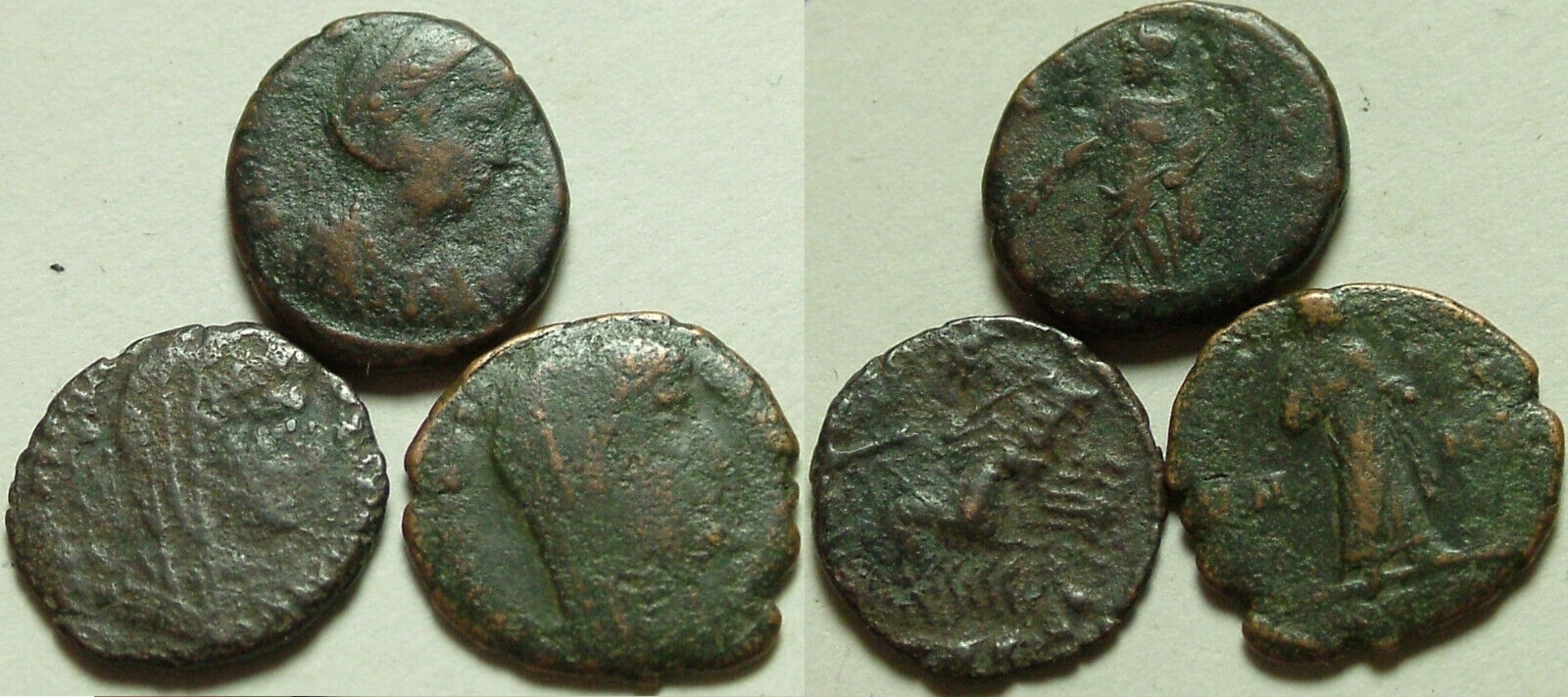 Lot 3 Ancient Roman coins Postumus issues Helena Pax Veiled Constantine quadriga Без бренда