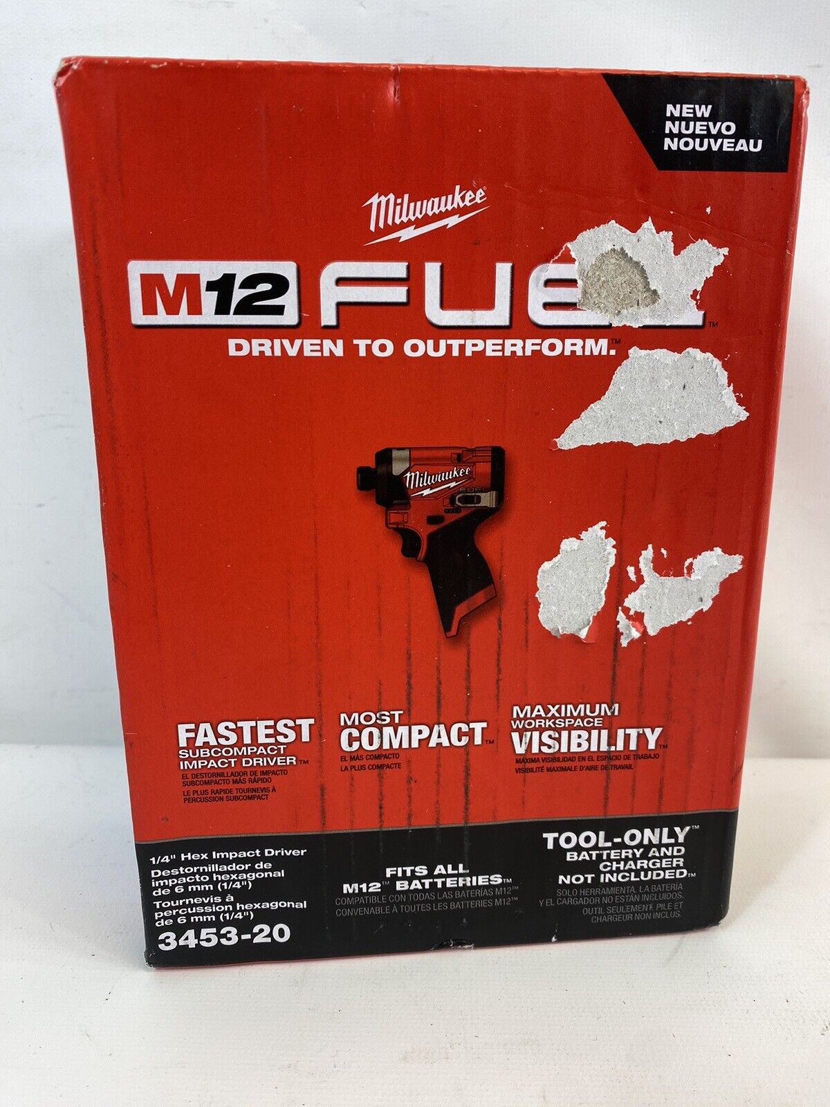 NEW Milwaukee 3453-20 M12 Fuel 1/4" Hex Impact Driver 12 Volt GEN3 Bare Tool NEW Milwaukee 3453-20