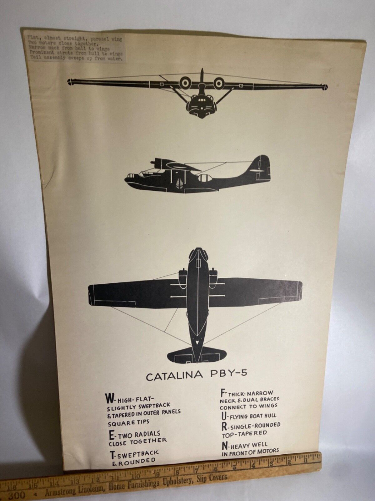 Vintage WWII Consolidated PBY Catalina Recognition Poster - Rare with notes! Без бренда - фотография #3