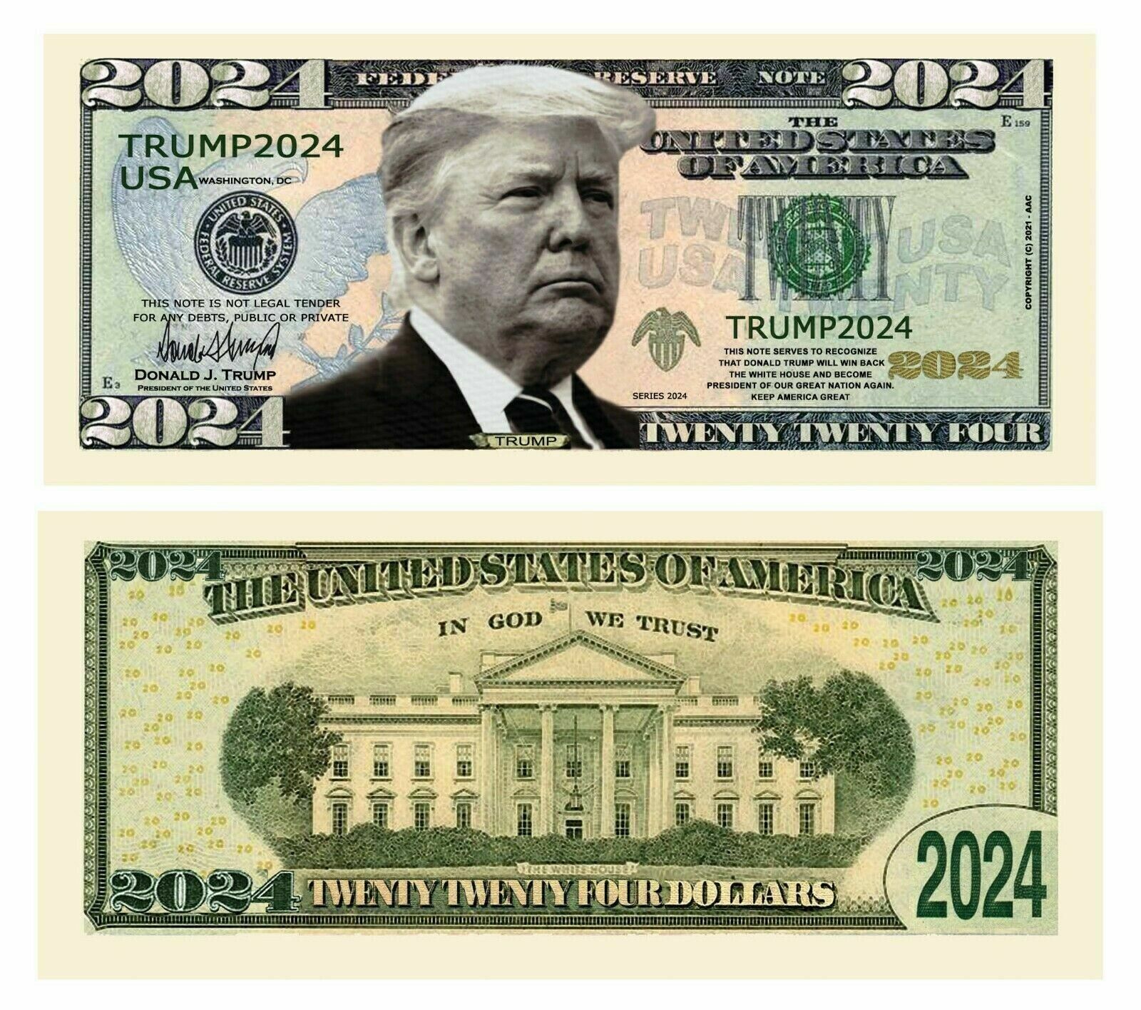 Pack of 100 Donald Trump 2024 Re-Election Presidential Novelty Dollar Bills Без бренда NM476-100