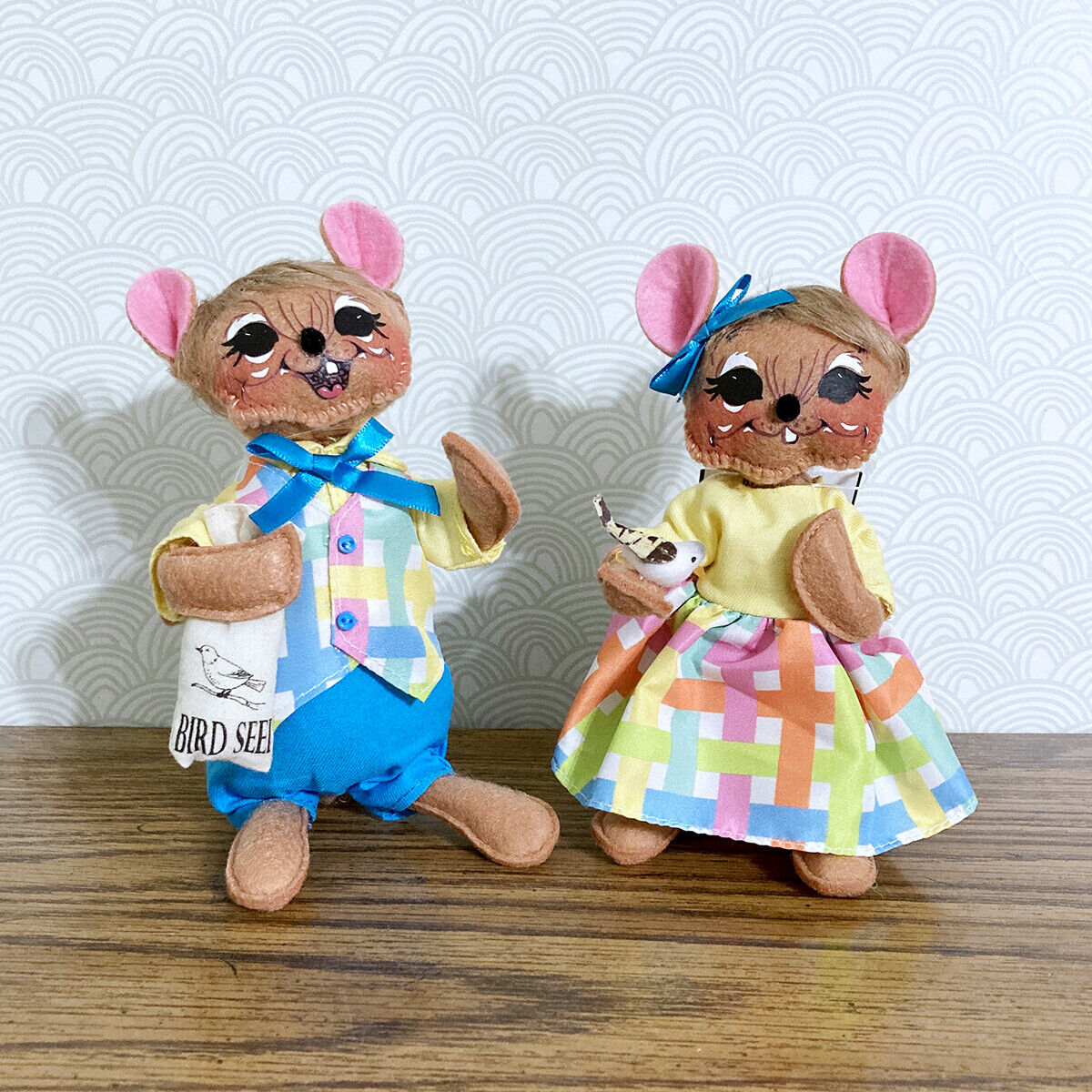 Annalee Spring Mouse Doll Set 2 w Bird 6" 2020 Easter Summer Annalee 211820, 211920