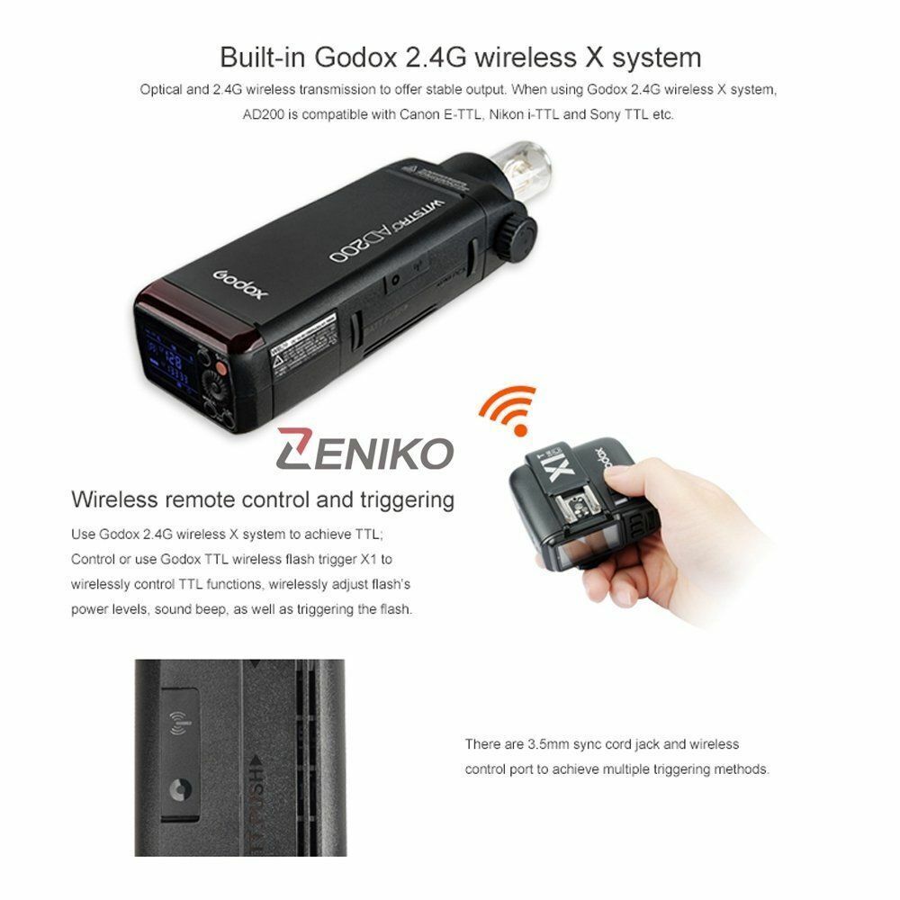 US GODOX AD200 200W 2.4G TTL 1/8000s Outdoor Pocket Speedlite Flash + AD-S2 Gift Godox Does Not Apply - фотография #8