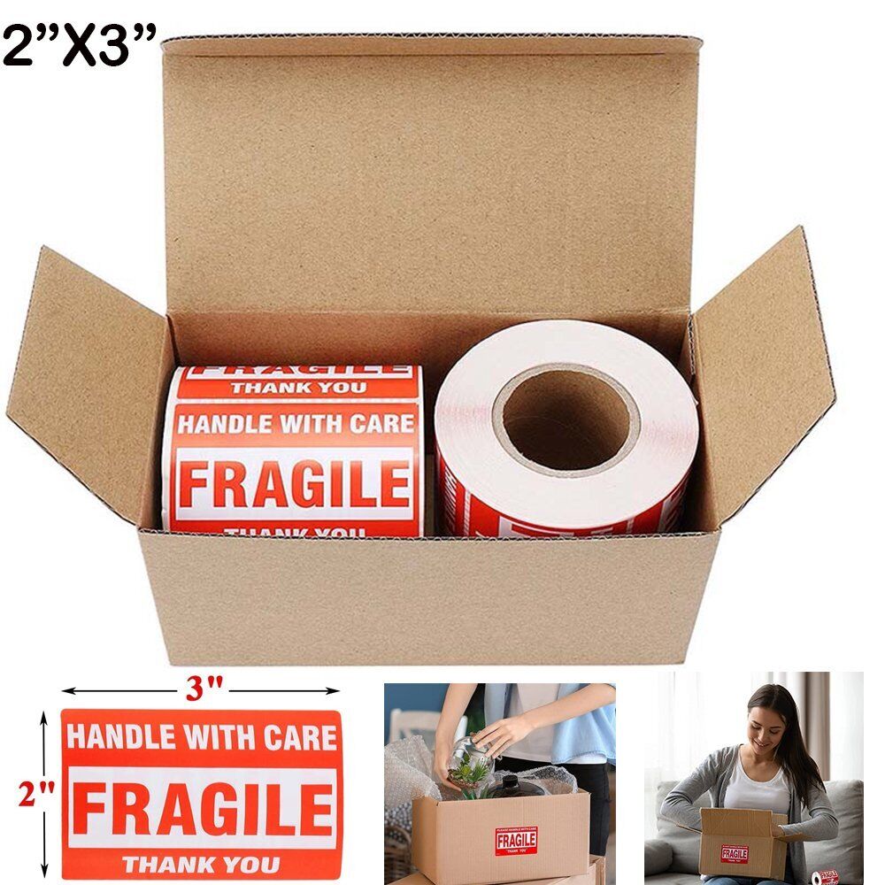 2 Rolls 2" x 3" Fragile Handle With Care Thank You Stickers Labels 500 Per Roll Unbranded/Generic Does not apply