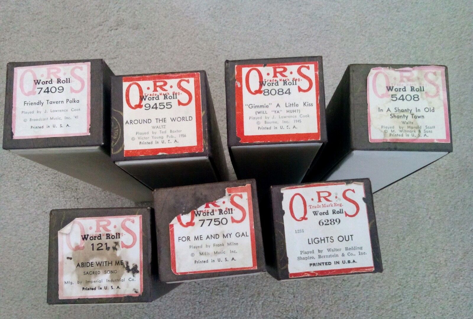 Lot of 7 Vintage QRS Player Piano Word Rolls Bought New 1 Owner  QRS - фотография #3