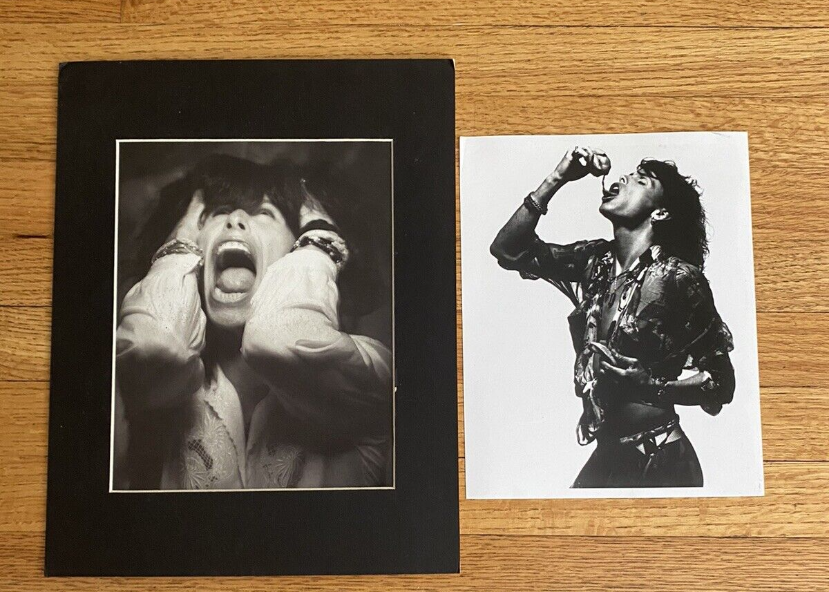 1980's Set Of 2 Pictures Of Aerosmith Steven Tyler Photos 1 W/ Cardboard Frame Unbranded N/a