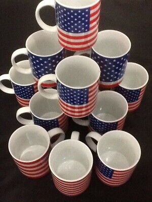 24 U.S Flag America 10 oz Stars Stripes USA Mugs Coffee Tea Cups 2 DOZEN Case Case Does Not Apply, na