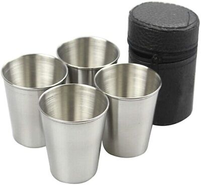 1 Oz Stainless Steel Shot Glass with Leather Case - 2 Sets  Case - фотография #2