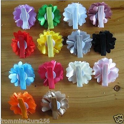 Lot of 14 Chiffon Flower Hair Clips Baby Toddler Girls Satin Chiffon Lace Clips Unbranded - фотография #2