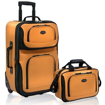 Two Piece Expandable Carry-on Bag Rolling Wheel Travel Luggage Set (15" and 21") U.S. Traveler
