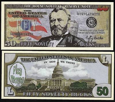 Lot of 100 Bills- Fifty Novelty Bucks, Play Money Dollar House Novelty Note Без бренда