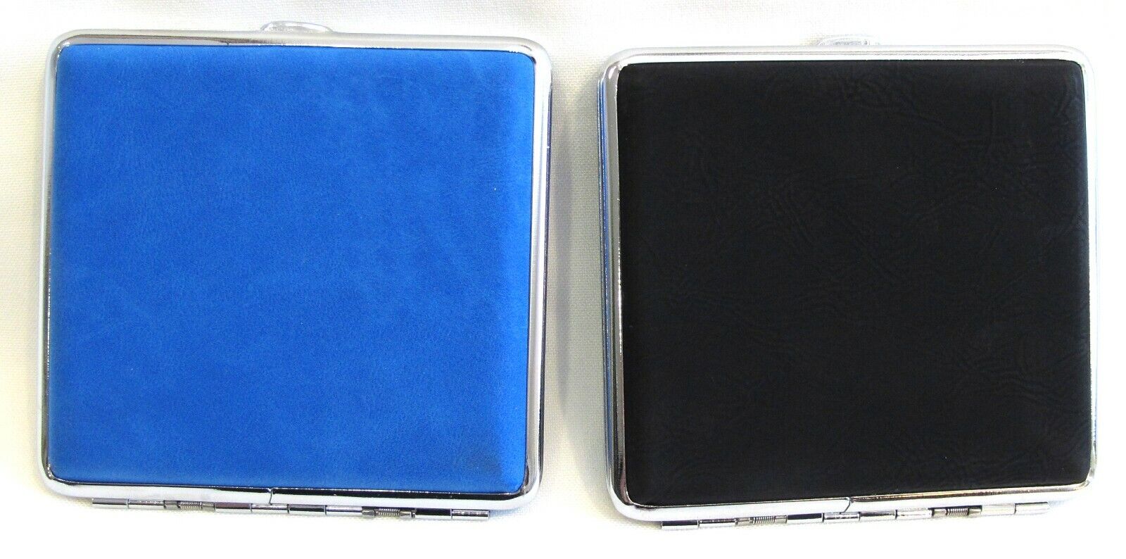 2pc Set Stainless Steel Cigarette Case Hold 20pc Regular Size 84s - BLUE + BLACK Без бренда - фотография #3