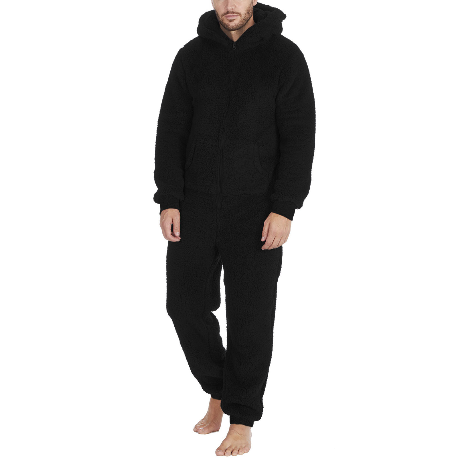 Men Artificial Wool Long Sleeve Pajamas Casual Jumpsuit Pants for Men Formal Unbranded Does Not Apply - фотография #6