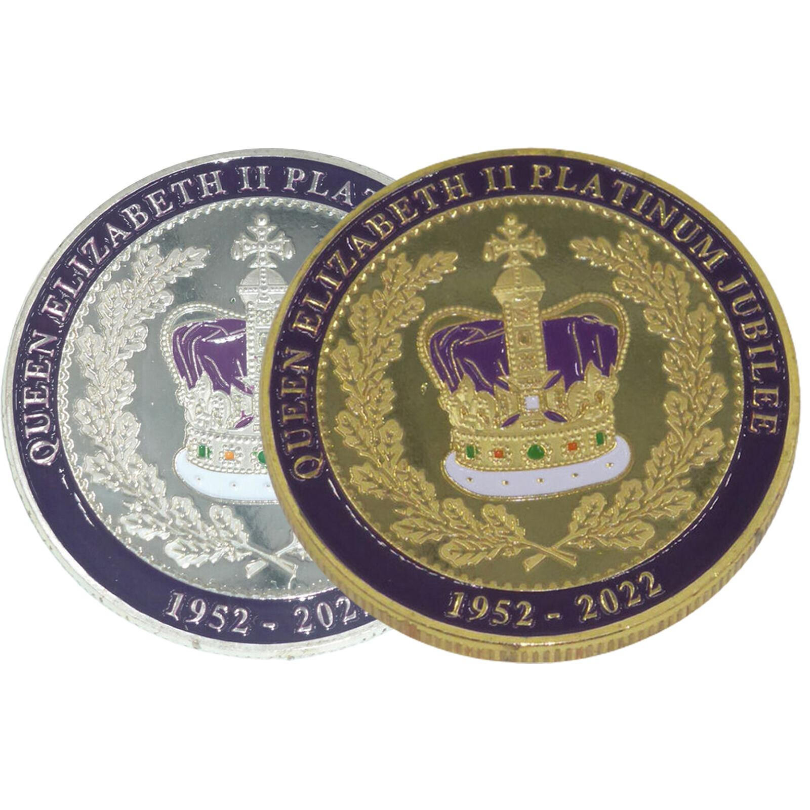 Commemorative Coin HM Queen Elizabeth II Platinum Jubilee (Purple/Silver) 2022 Без бренда - фотография #2