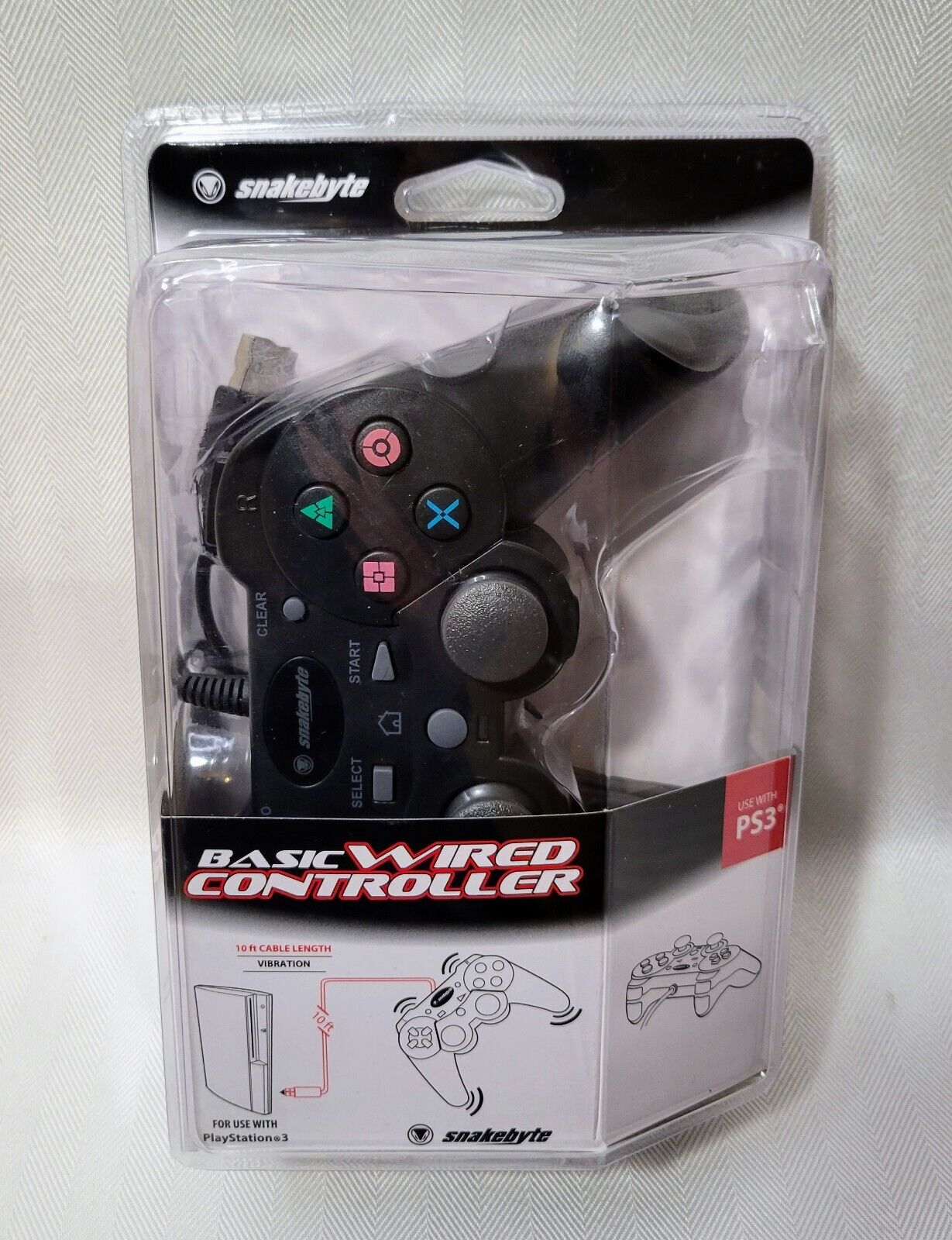 Snakebyte Basic Wired Controller PlayStation PS3 10 ft cable New Sealed Snakebyte SB00566