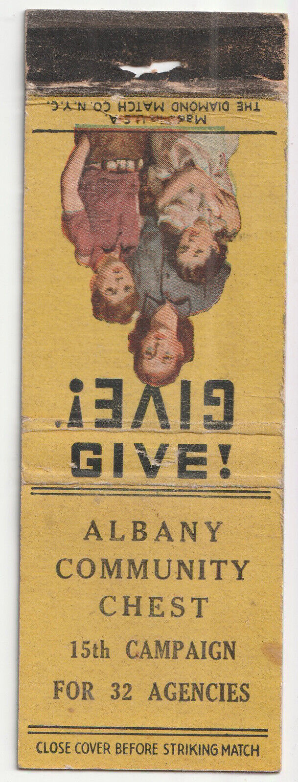 1940s-1950s Albany Community Chest Charity Organization New York Matchbook VTG Без бренда - фотография #2