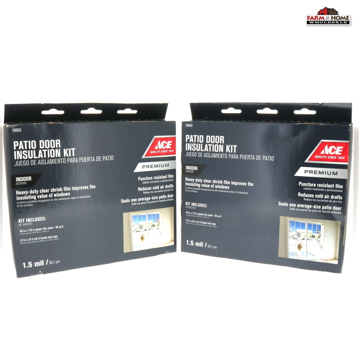 2 Patio Window Door Plastic Film Insulation Kit ~ New ACE 59903 - фотография #2