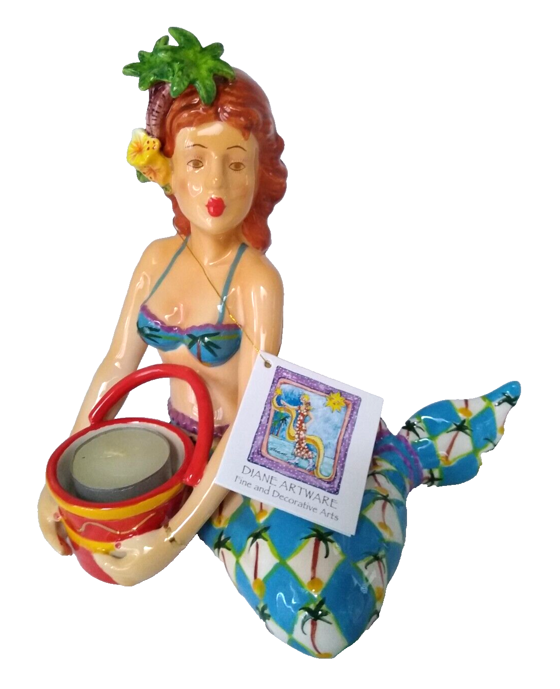 Diane Artware Come Dream With Me Aqua Ann Tealight Island Design Mermaid Figure Diane Artware