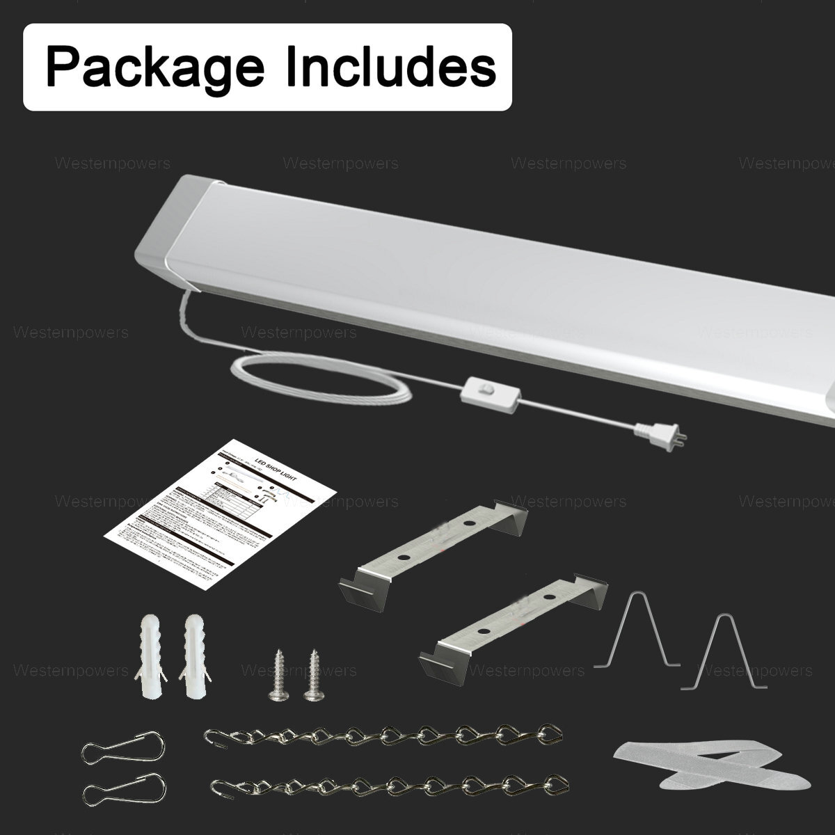 4 Pack 54W LED Shop Light Garage Workbench Ceiling Light Linear High Bay Lamp westernpowers LIGHT - фотография #3