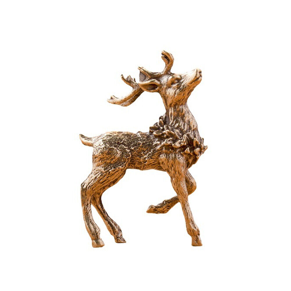 2Pcs Solid Brass Sika Deer Figurine Small Statue Home Ornament Figurines Без бренда - фотография #6