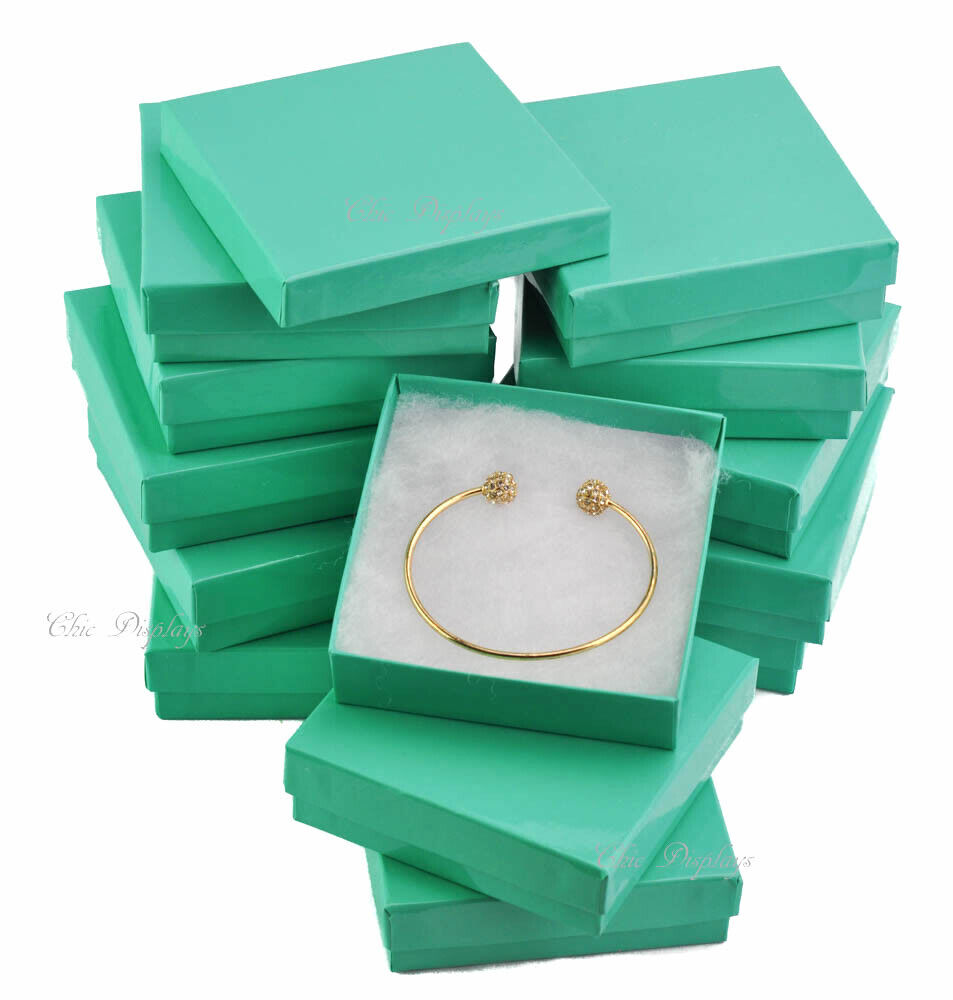 12pc Teal Gift Boxes Teal Cotton Filled Jewelry Boxes Green Bracelet Gift Boxes Unbranded