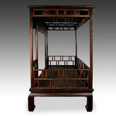 RARE ANTIQUE CHINESE CANOPY BED CARVED HARDWOOD FURNITURE CHINA 19TH C.  Без бренда - фотография #3