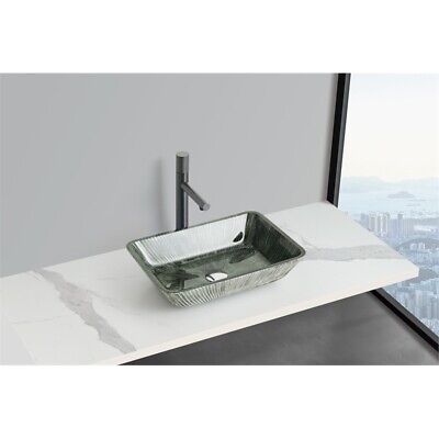 Pemberly Row Rectangular Tempered Glass Vessel Bathroom Sink in Green Без бренда PR-4753-2799468 - фотография #2