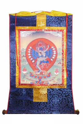 Tibetan Print Fabric Trim Deity Buddha Art Wall Scroll Thangka vs530  Без бренда