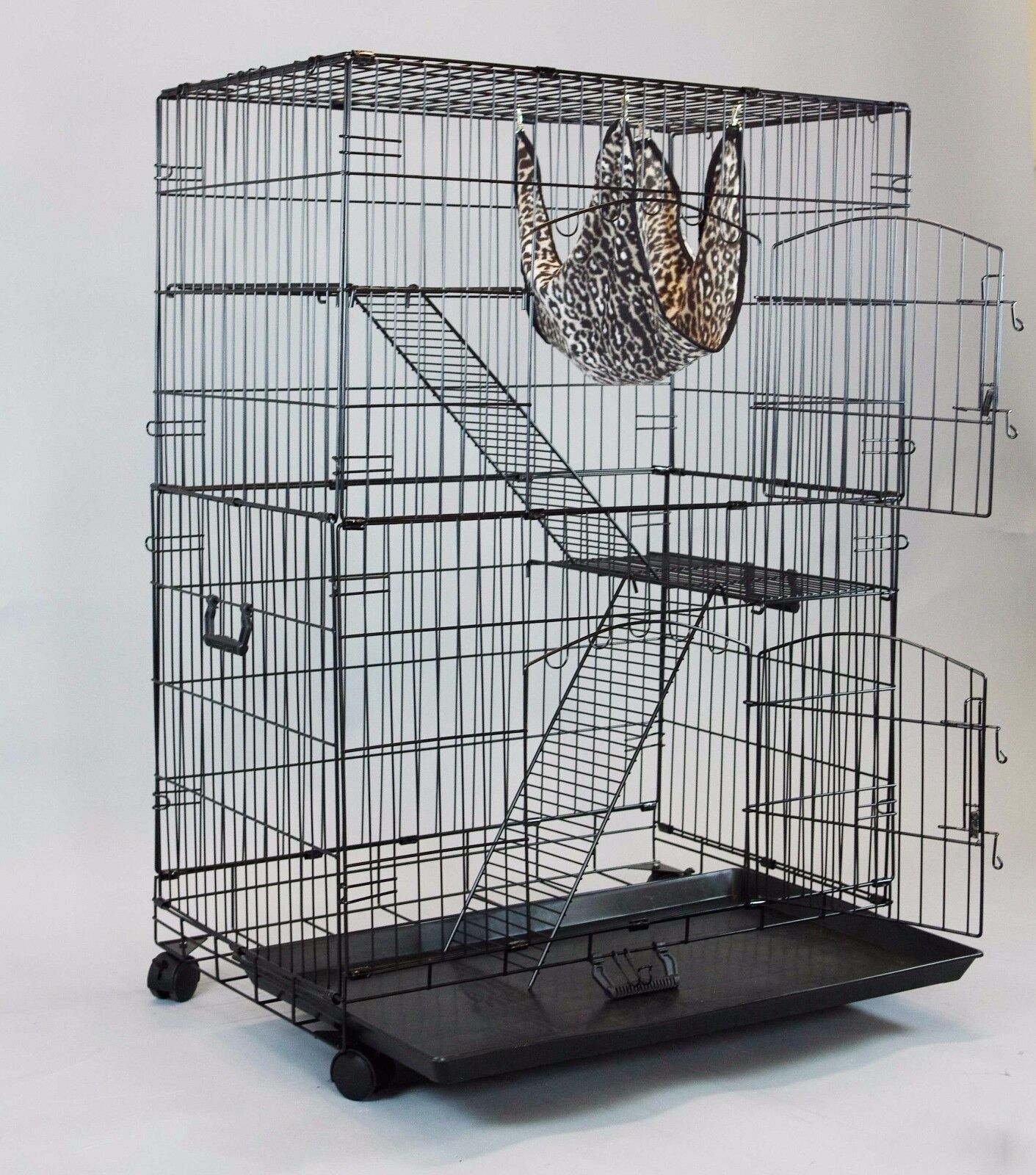 30" New Homey Pet Folding Wire Cat Ferret Chinchilla Cage Crate w Tray &Hammock  Homey Pet Station CT-W41-BLK - фотография #3