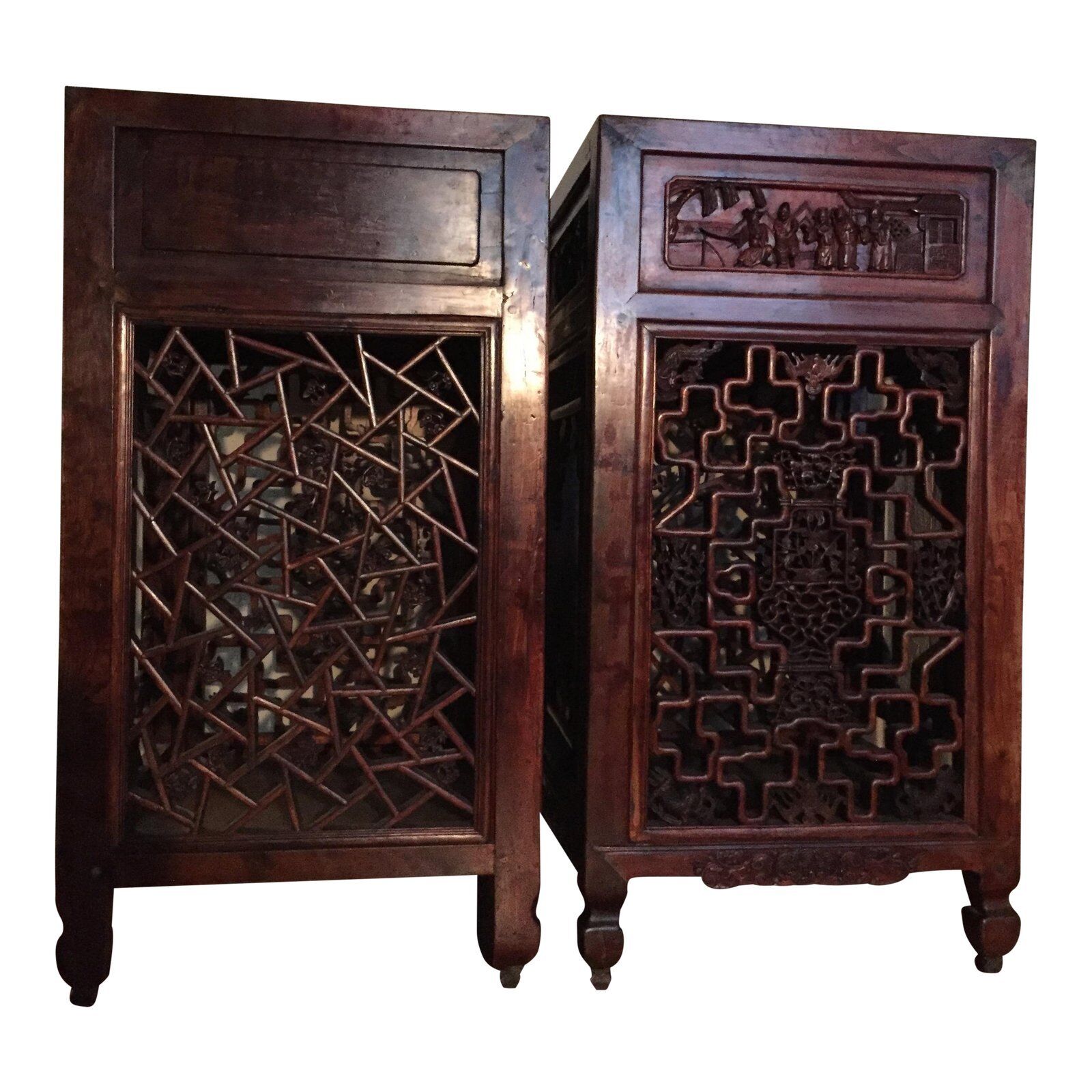 Antique Carved Chinese Side Tables, Qing Period, circa 1870 - a Pair Без бренда