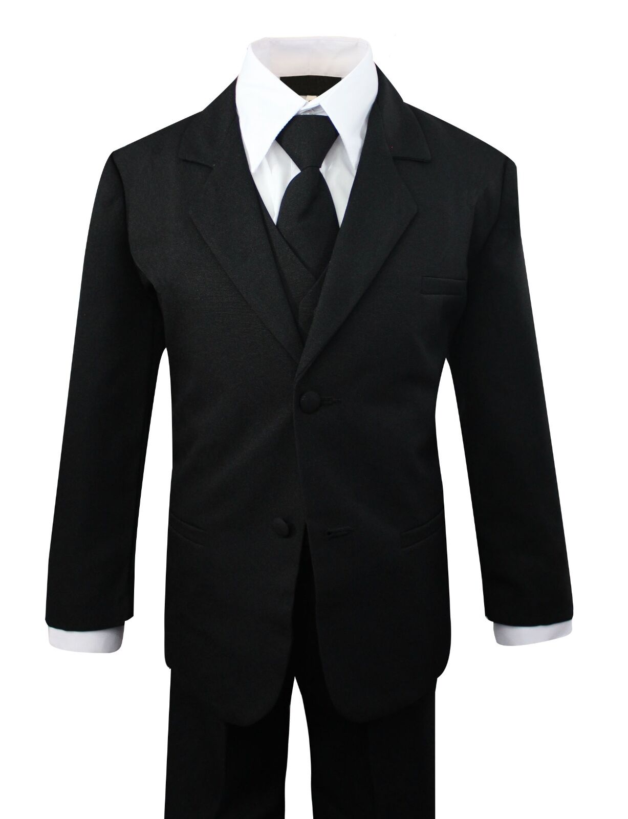 Boys Formal Black Suit 5 Pieces Set Toddler Size 2T to 14 Без бренда