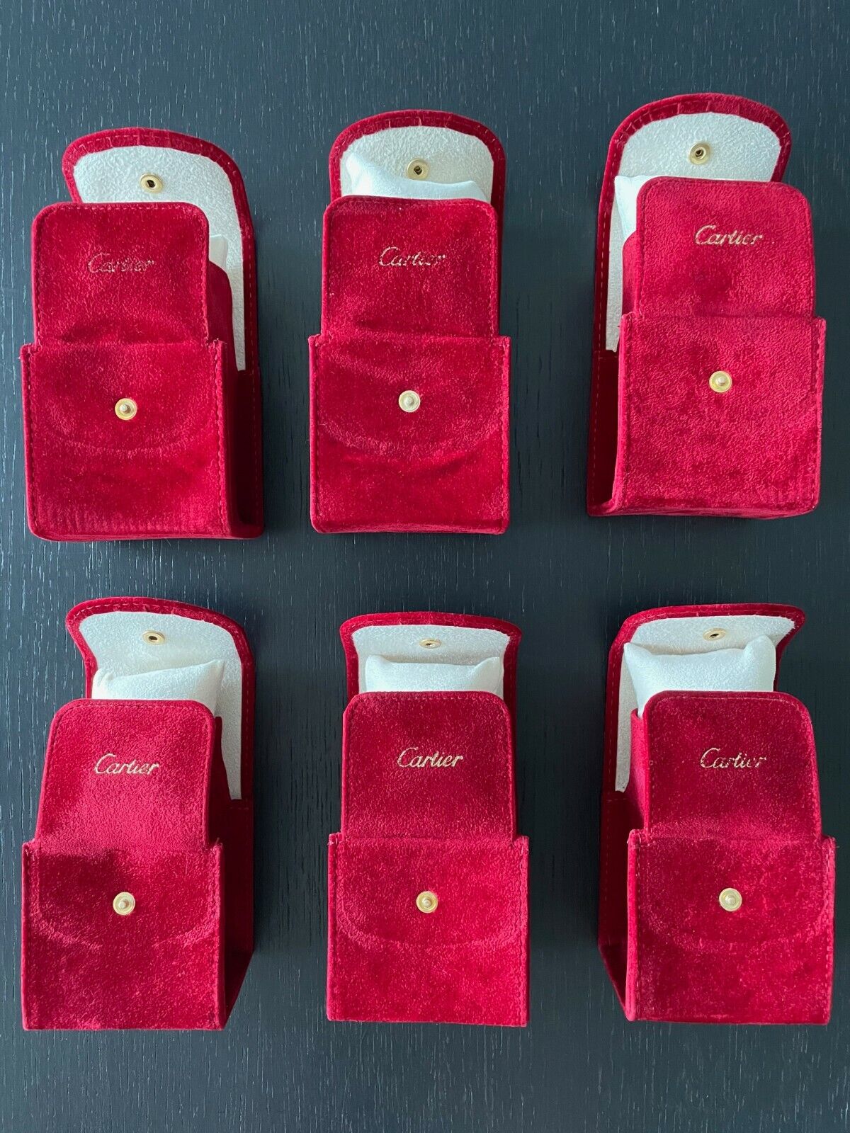 Authentic CARTIER Suede Travel Watch Cases - Pillow Jewelry Pouch x 6 pre-owned Cartier