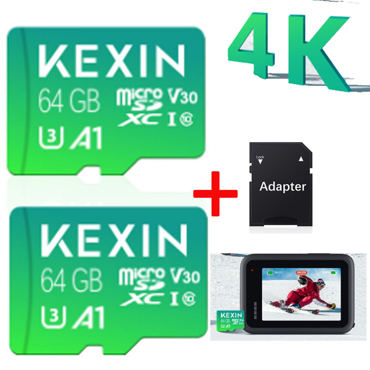 2Pack Micro SD Card 64GB Ultra Class 10 SDXC Full HD Memory Card TF Card 4K UHS1 Kexin Does Not Apply
