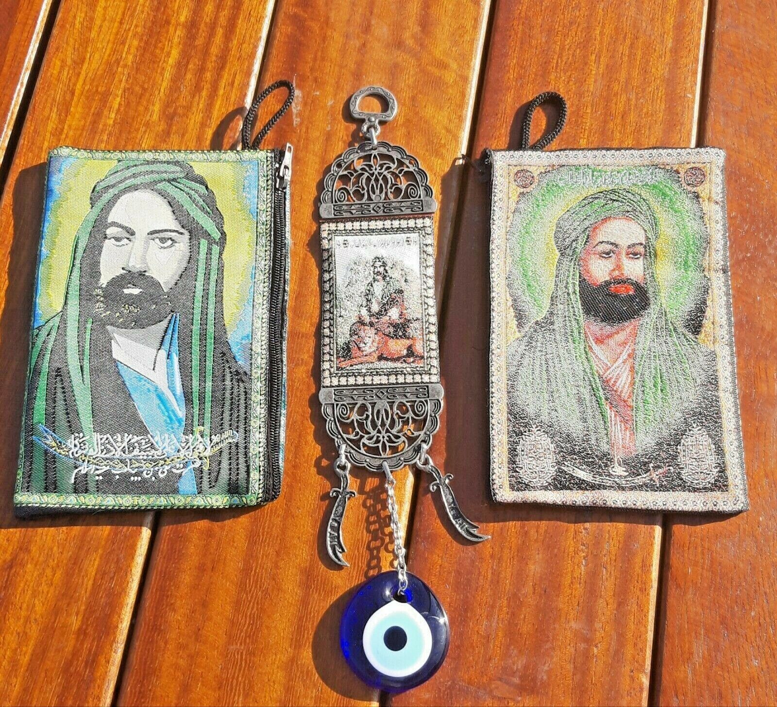 3pcs imam Ali Bag Tapestry Coin Purse Holding Zulfiqar Sword Lion Down His Feet Без бренда - фотография #2