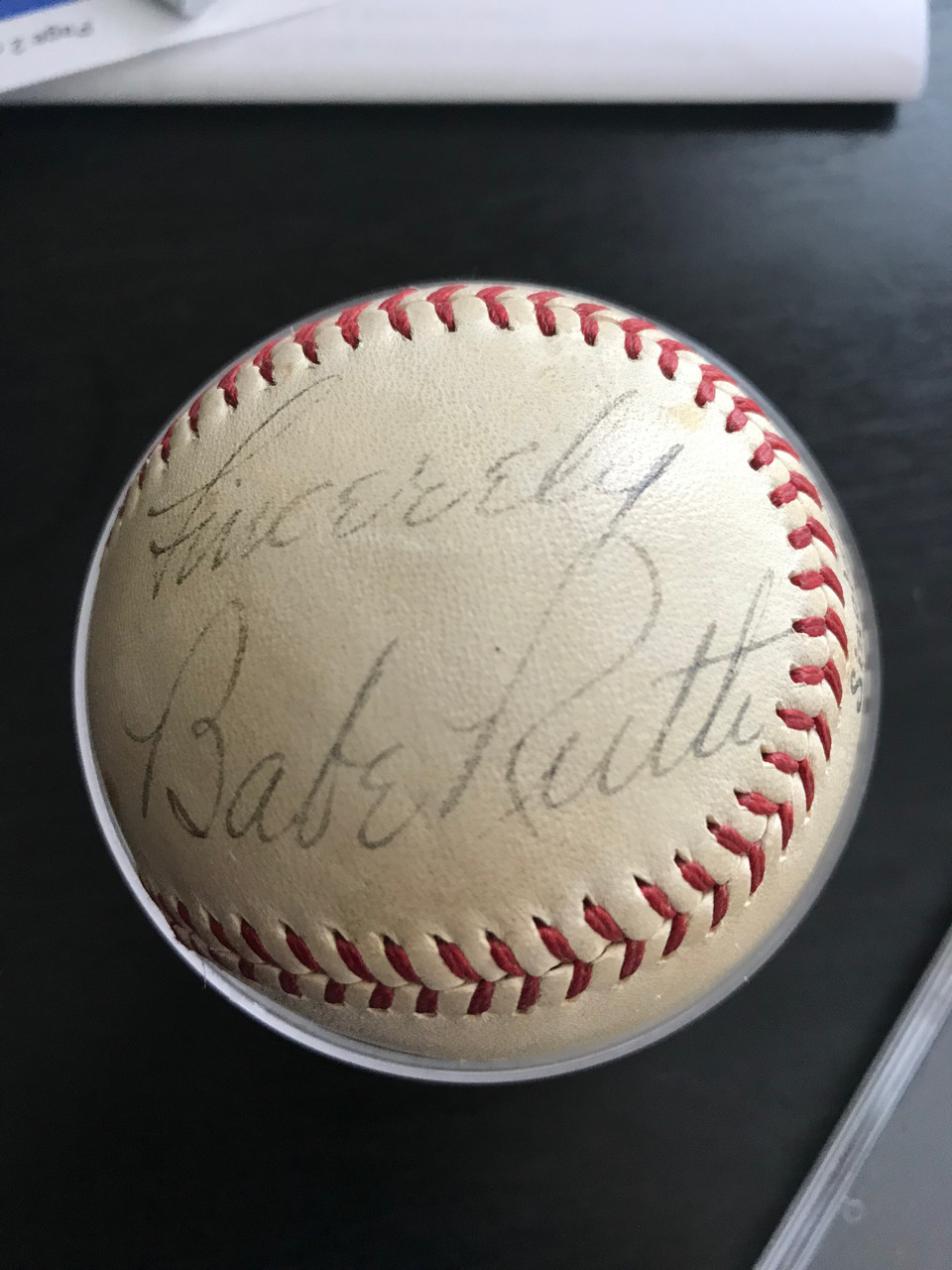 1937 Sinclair Oil Babe Ruth Contest - Secretarial Signed Baseball Без бренда