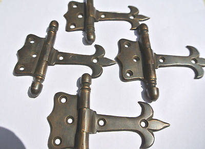 4 solid Brass DOOR small hinges vintage age antique style restoration heavy 3" B Без бренда