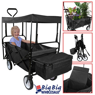 Folding Beach Wagon Garden Cart Sport Storage Utility 4 Buggy Wheel Canopy Kids GENIQUA YM-4438926