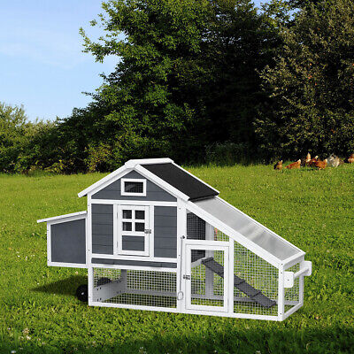 70" Chicken Coop Hen House Poultry Hutch Cage & Nesting Box & Ramp Run Backyard Unbranded - фотография #3