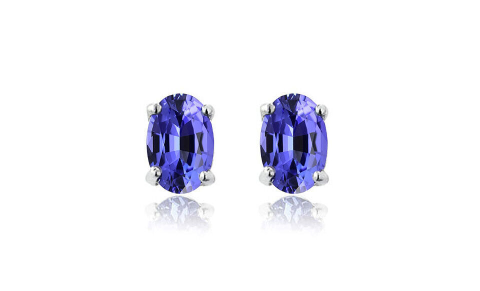 925 Sterling Silver 2.00ct Genuine Tanzanite Oval Stud Earrings Women Verona jewelers